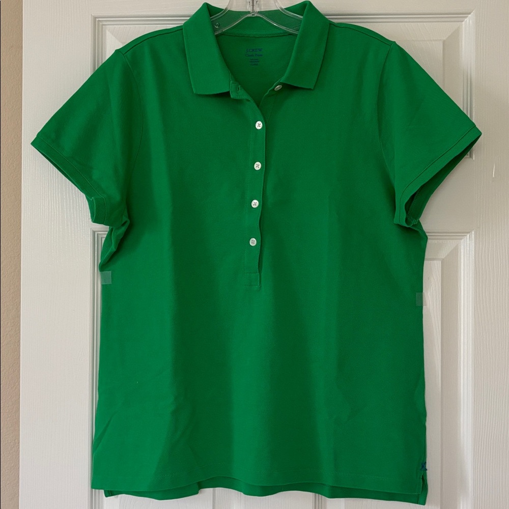 J. Crew Vibrant Green Button Down Polo Shirt